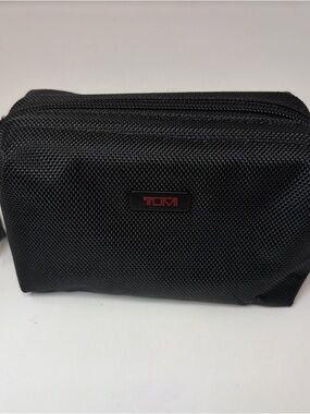 Tumi Black Textile Toiletry Pouch with Red AirBerlin Logo Accent